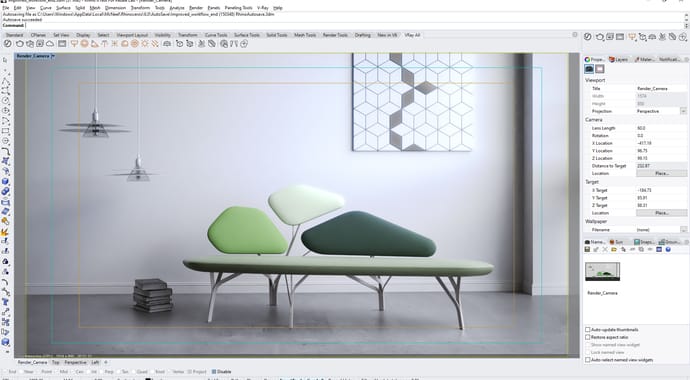 Renderovanie v náhľadovom okne vo V-Ray pre Rhino